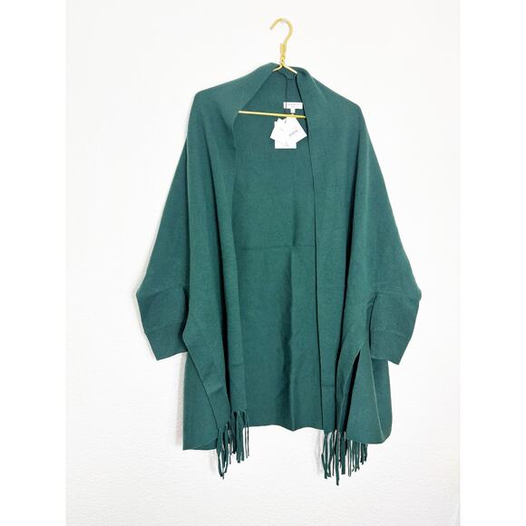 Sandro Celeste Fringed Open-front Cardigan One Size Green Oversized Quiet Luxury - Picture 3 of 12